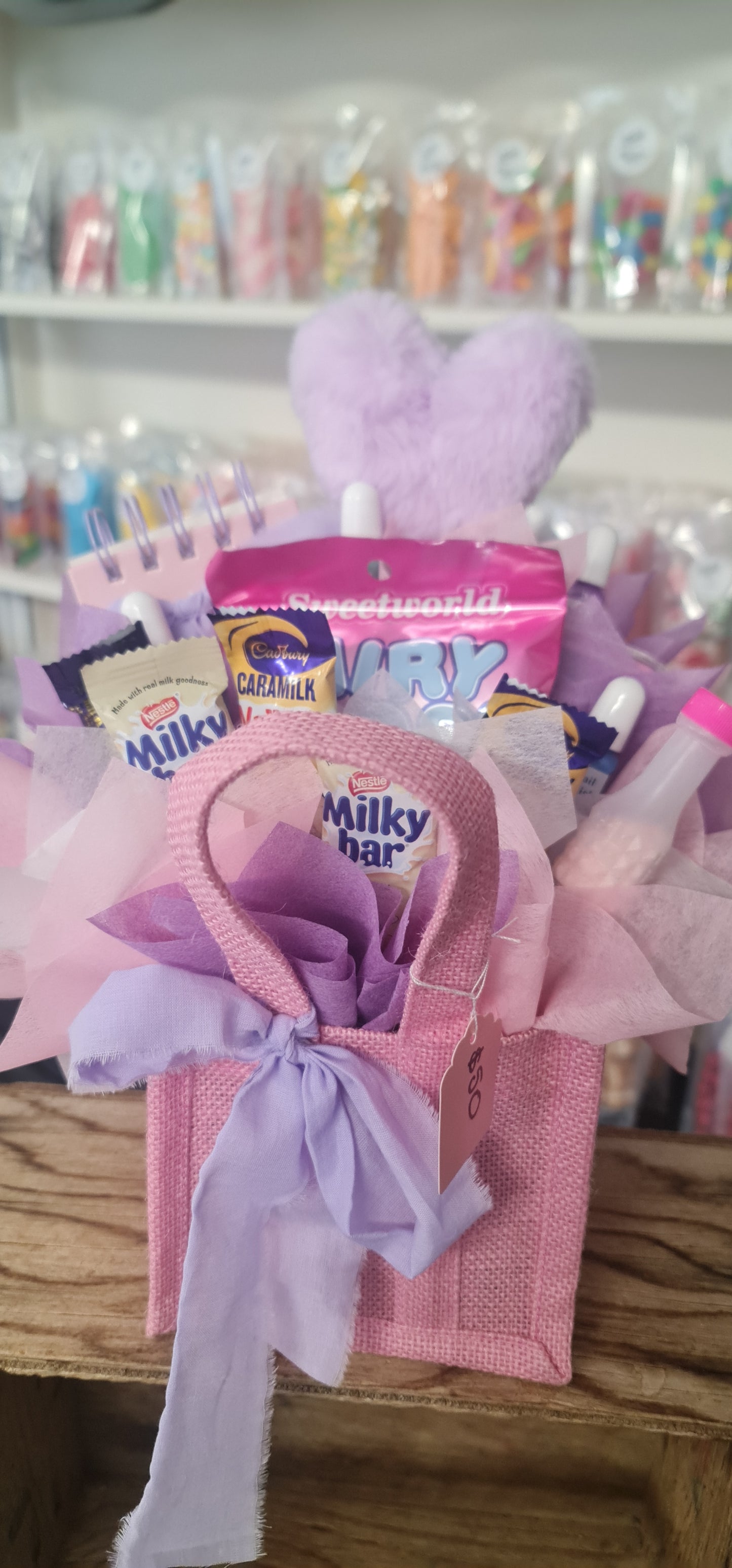Pink Hessian Gift Bag" Little Beauty" Bouquet