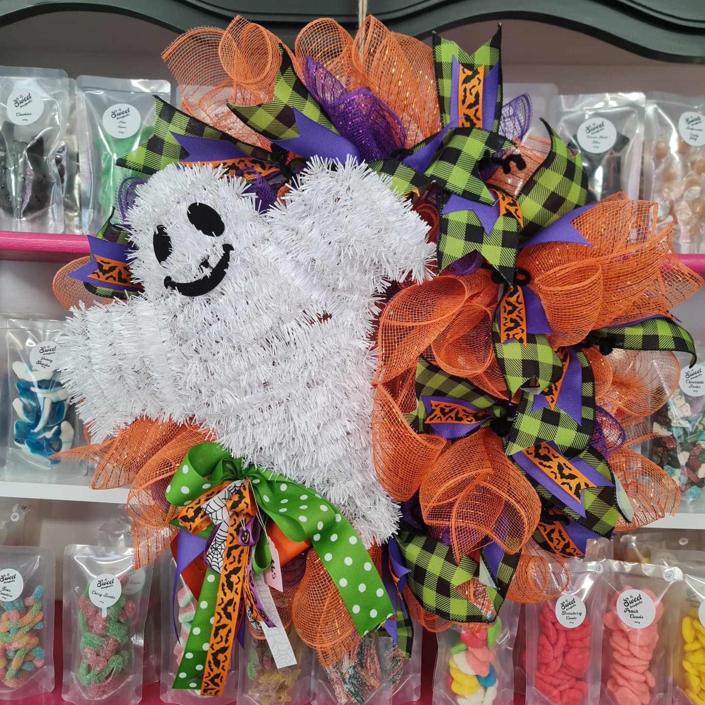 Handmade Halloween Ghost Wreath