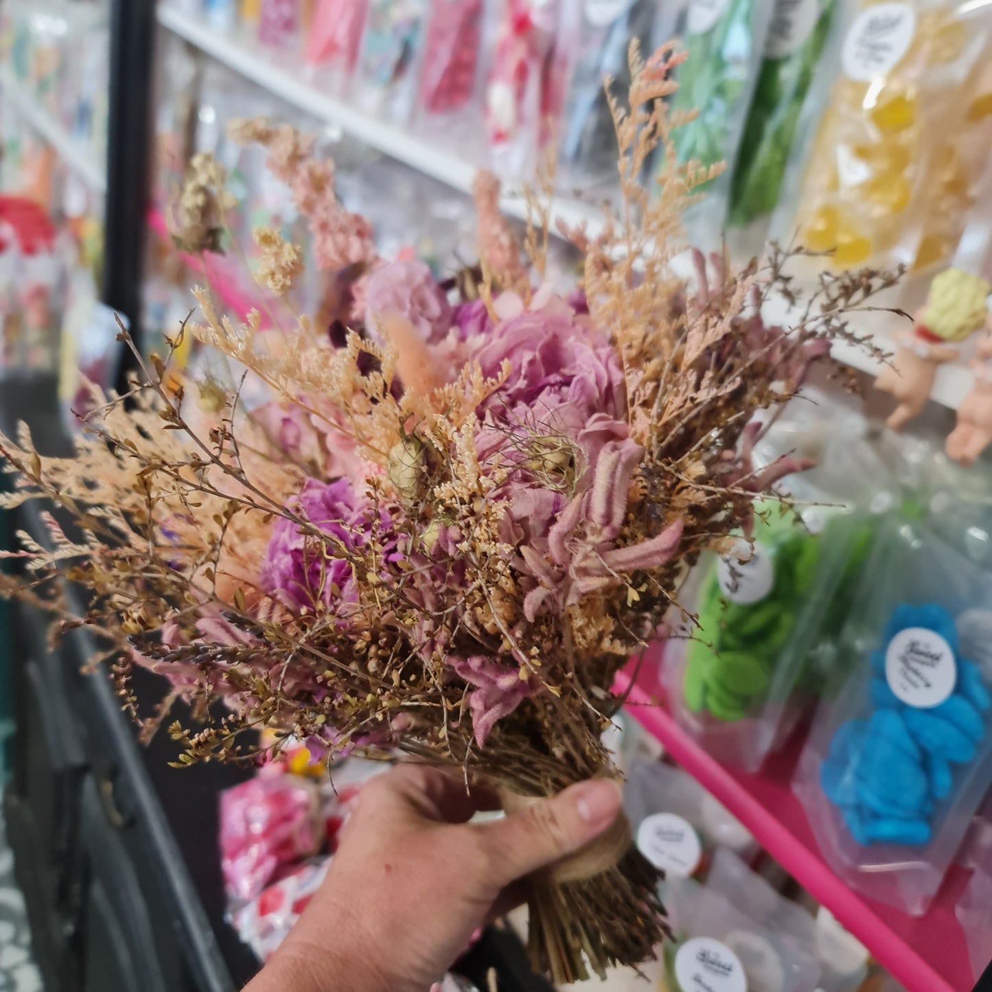 Pink Hand Held Preserved Floral Bouquet