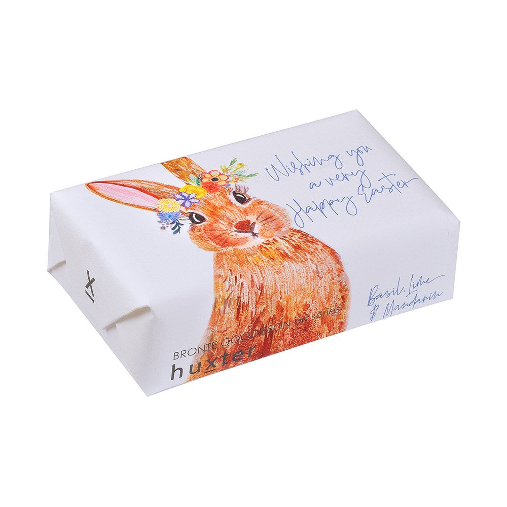 'Bunny Face Floral' - Wishing You A Very Happy Easter (200g when wrapped-Soap Bar) Basil Lime & Mandarin