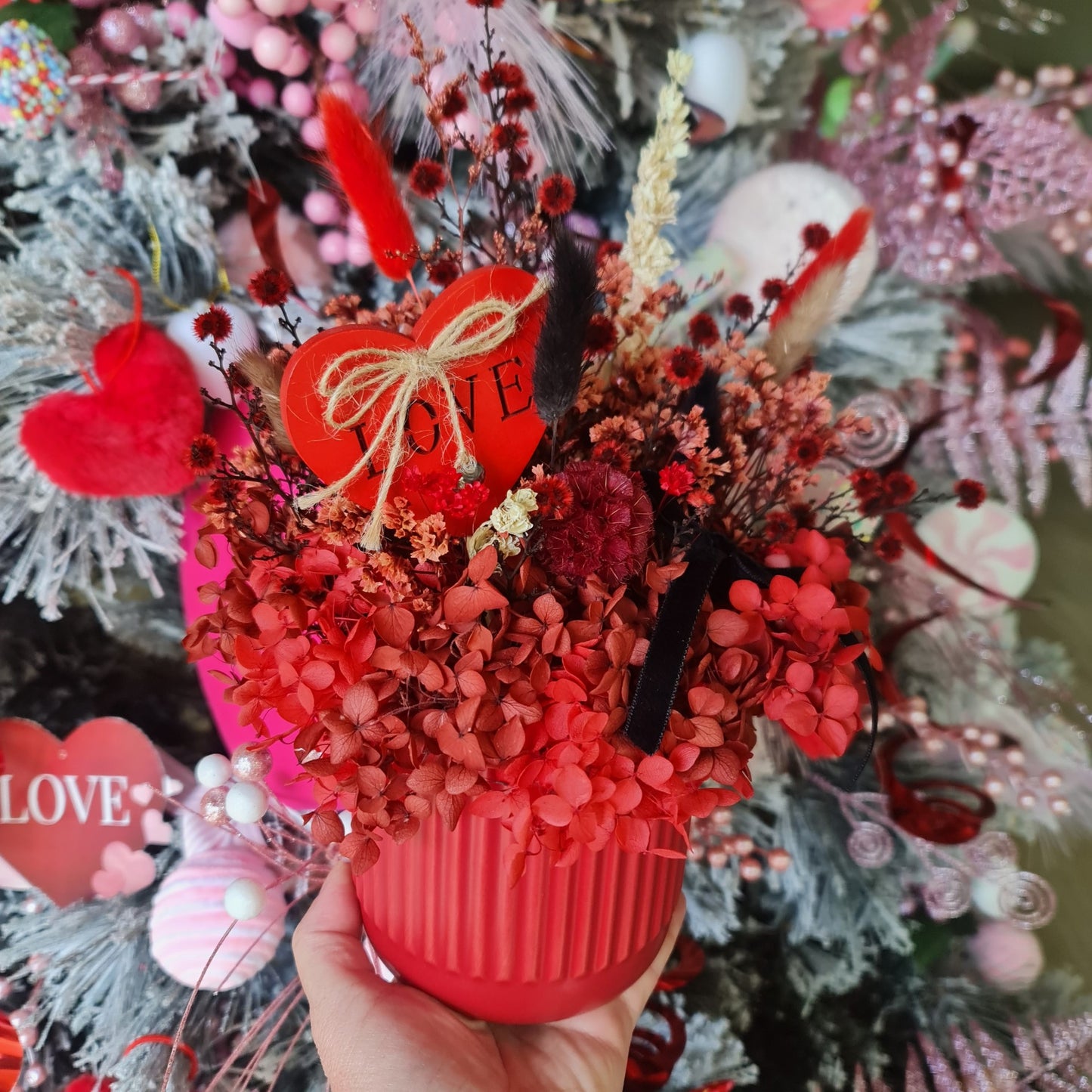 Red " LOVE" Preserved Floral Arrangement