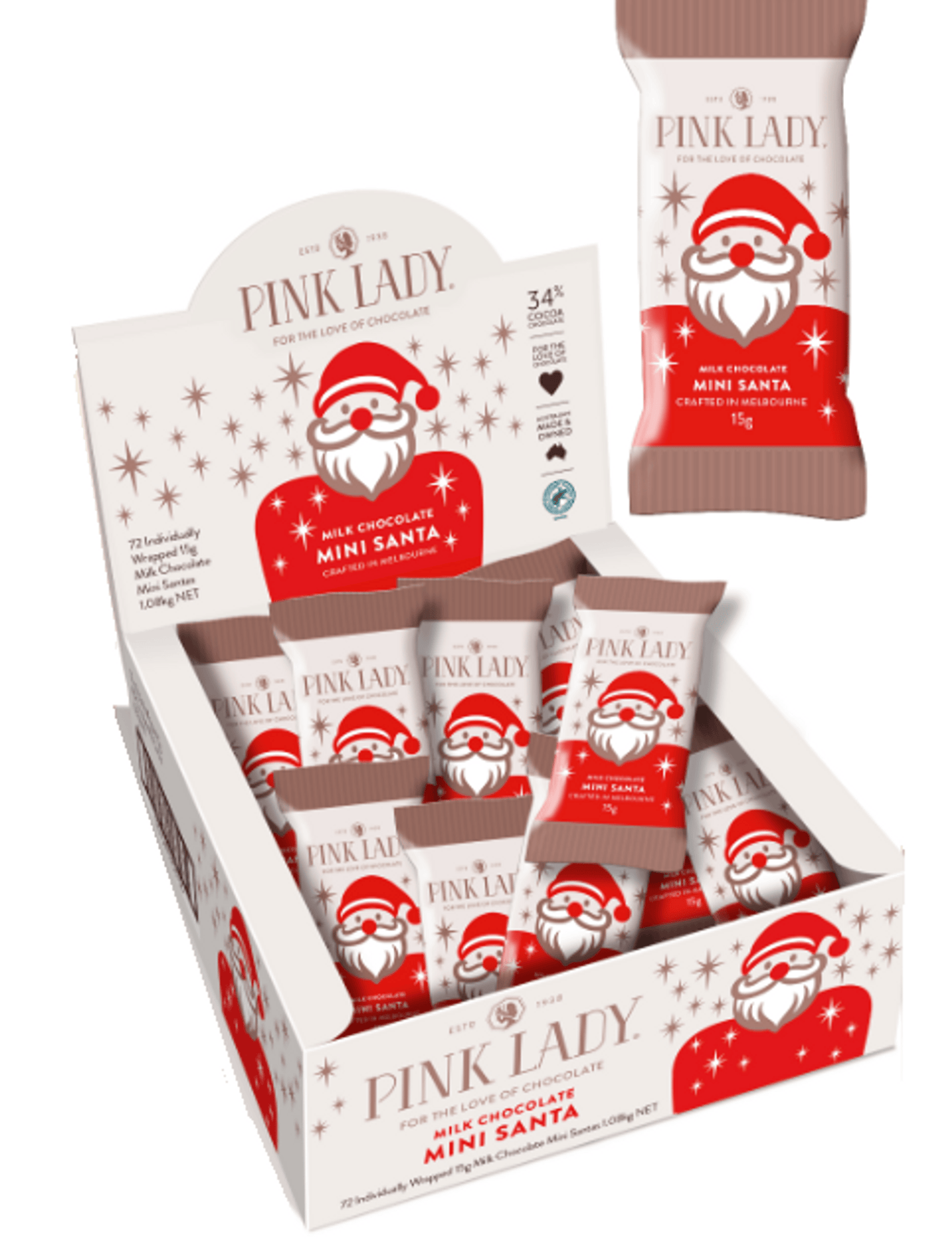 Pink Lady - Milk Chocolate Mini Santas (15g)