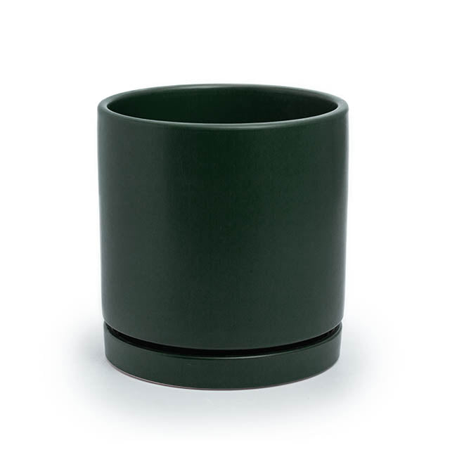 Ceramic Loreto Plant Pot & Plate Deep Teal