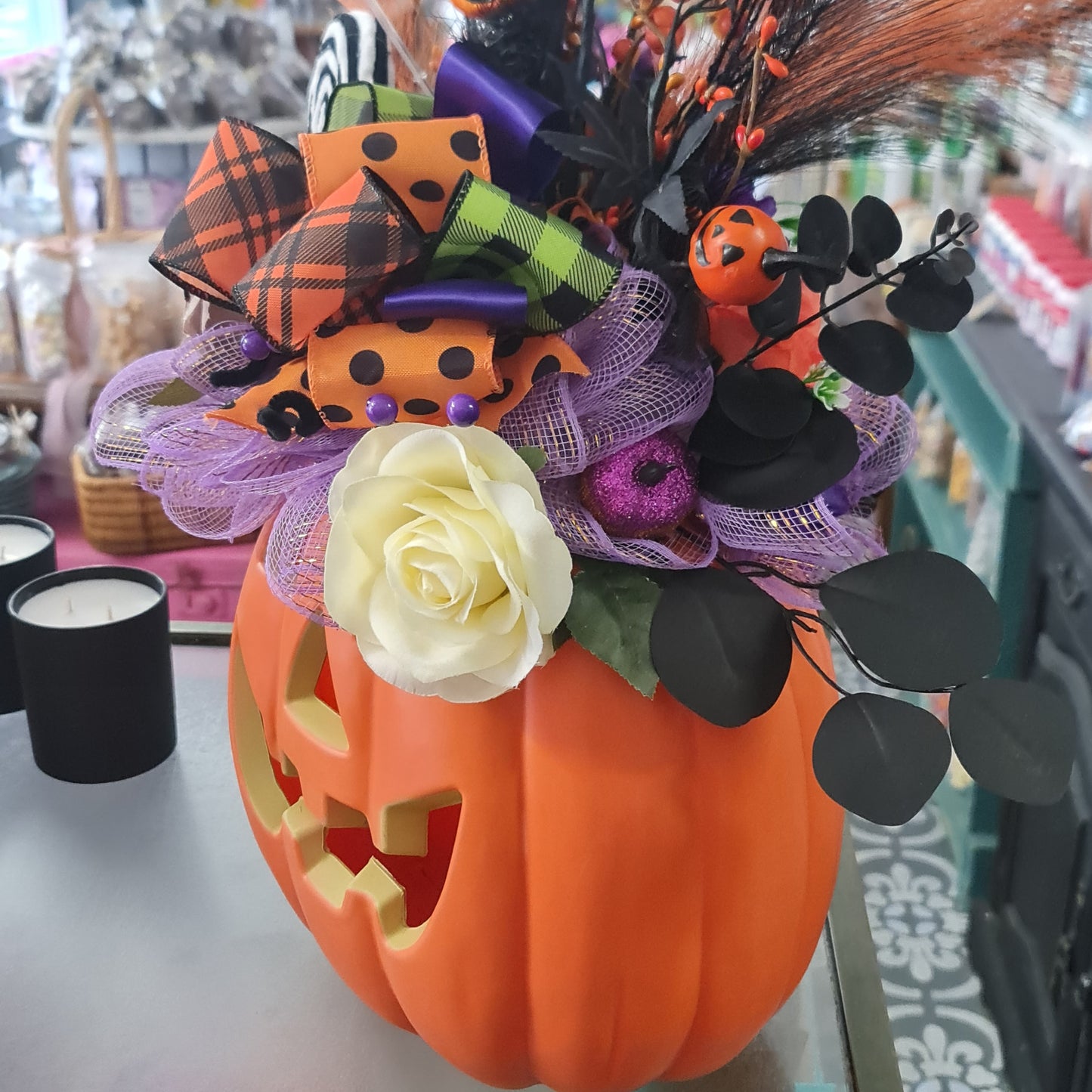 XL Hand Decorated Halloween Pumpkin