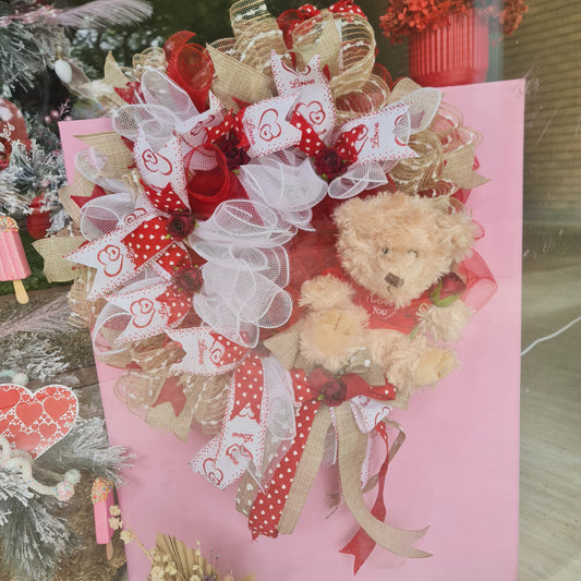 Love You Wreath With Teddy