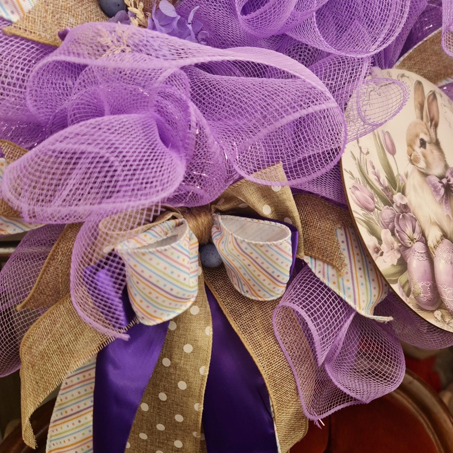 Lilac Happy Easter Bunny Handmade Wreath