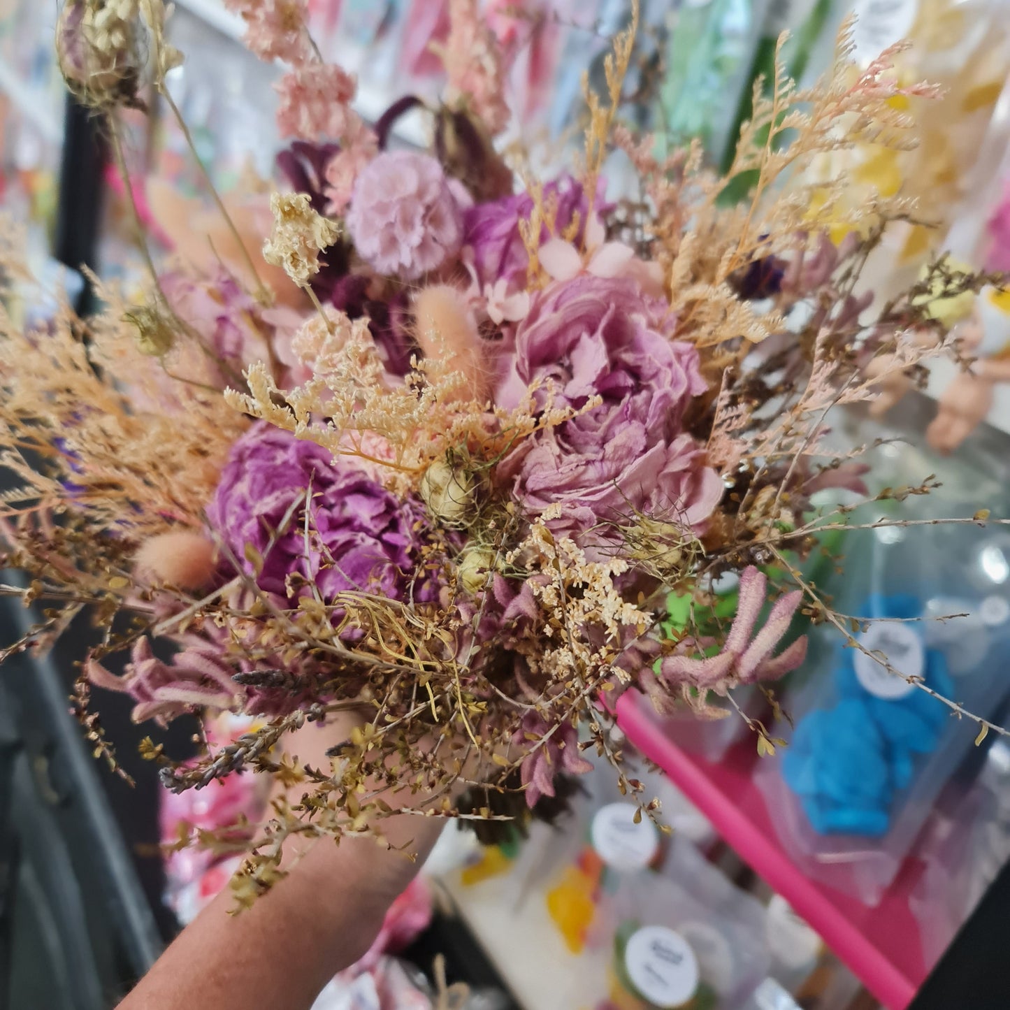 Pink Hand Held Preserved Floral Bouquet
