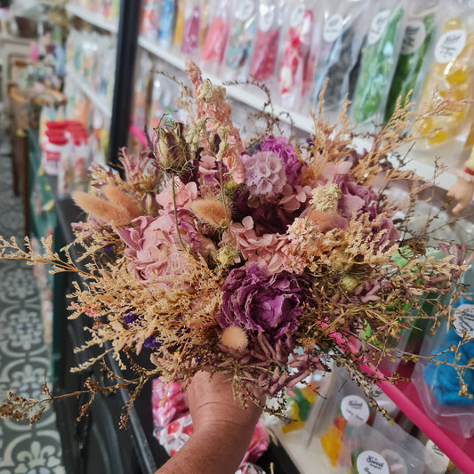 Pink Hand Held Preserved Floral Bouquet