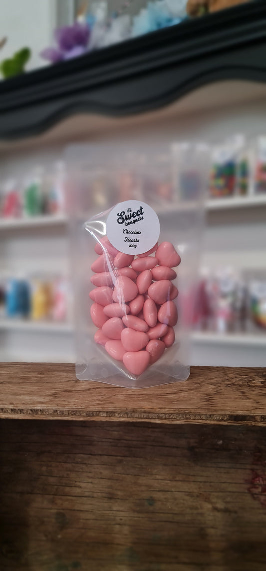 Pink Chocolate Hearts (100g)