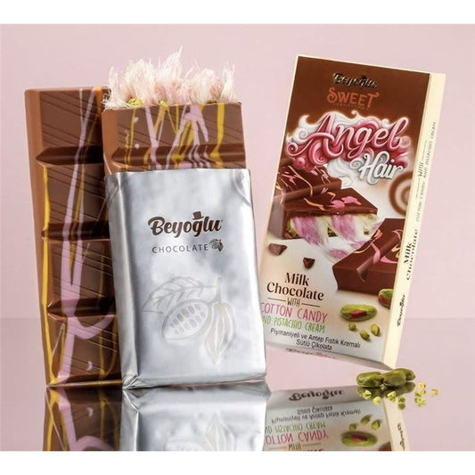 Beyoglu Dubai Chocolate Angel Hair Milk Chocolate Filled with Pistachio and Cotton Candy 170g
