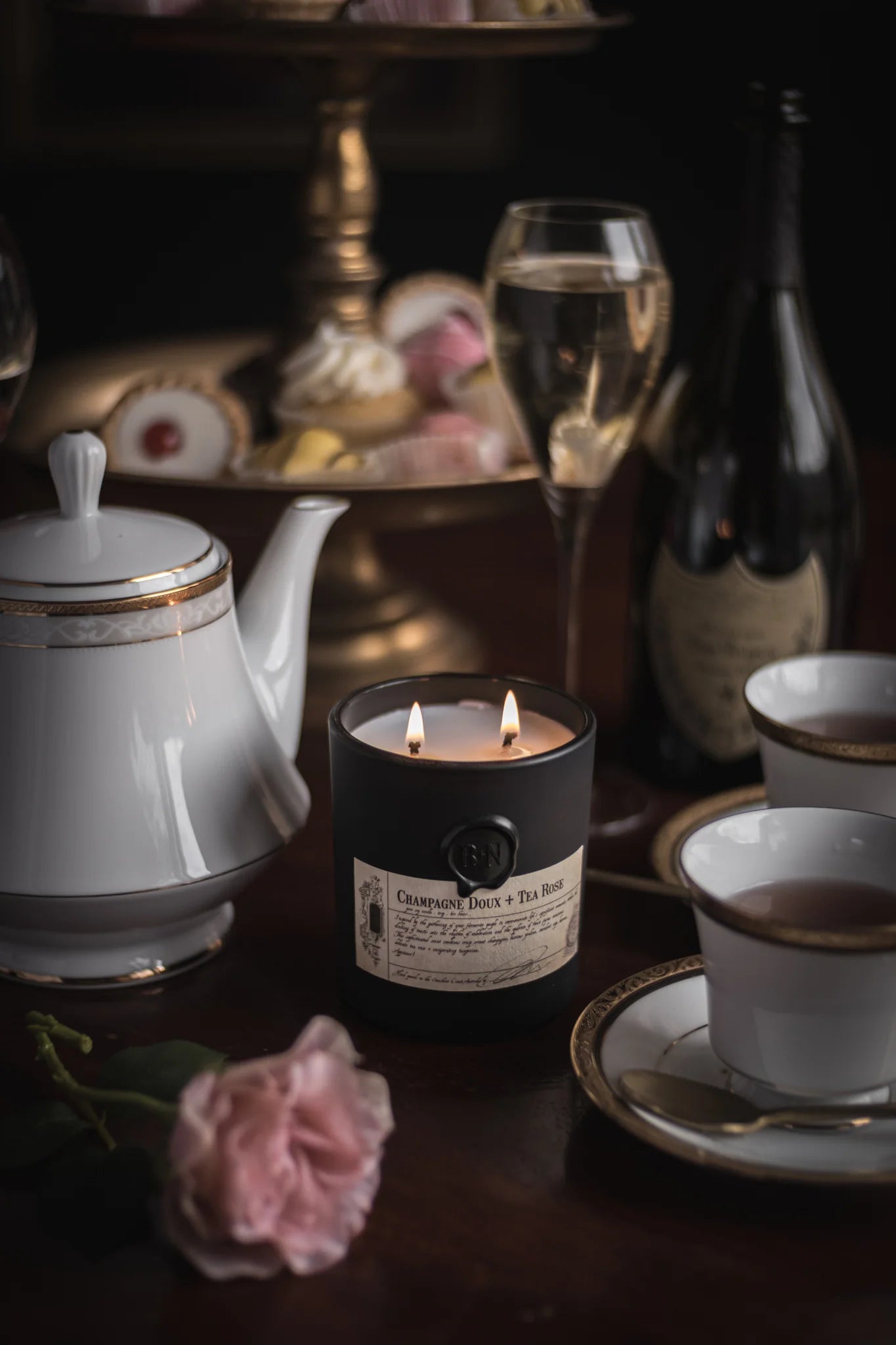 Champagne Doux + Tea Rose Candle