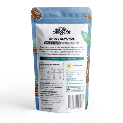 Australian Almonds Coated in Premium Dark Chocolate (100g)