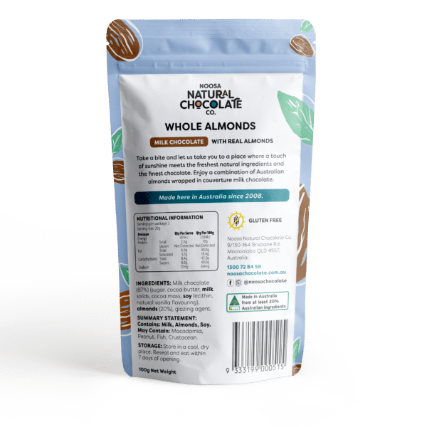 Australian Almonds Coated in Premium Milk Chocolate (100g)