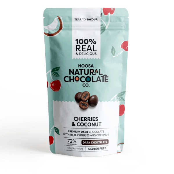 Cherries & Coconut Coated in Premium Dark Chocolate (100g)