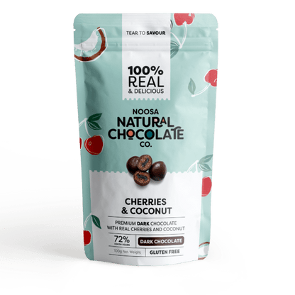 Cherries & Coconut Coated in Premium Dark Chocolate (100g)