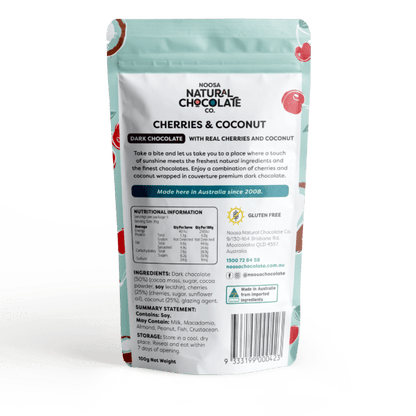 Cherries & Coconut Coated in Premium Dark Chocolate (100g)
