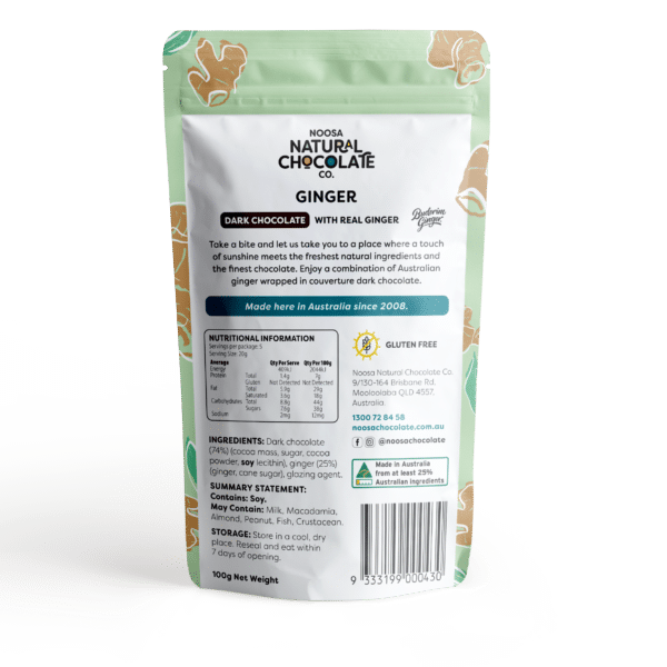 Buderim Ginger Coated in Premium Dark Chocolate  (100g)