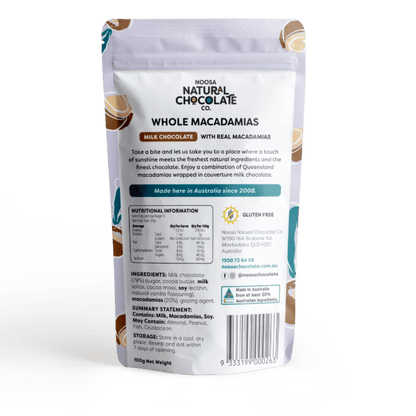 Queensland Macadamia Nuts Coated in Premium Milk Chocolate (100g)