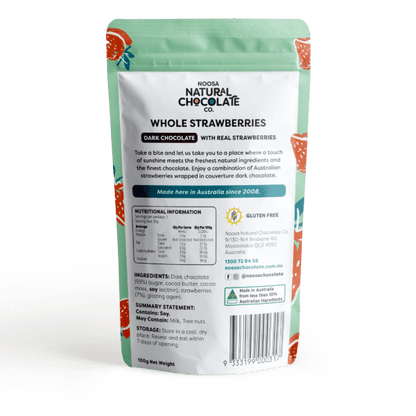 Australian Grown Strawberries Coated in Imported Dark Chocolate (100g)